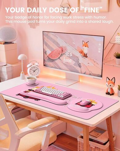 HAOCOO Mouse Pad with Wrist Rest, Dumpster Fire Funny Office Desk Accessories, XXL Desk Mat Set Office Decor, Keyboard Wrist Rest, Ergonomic Mouse Pad(Black) in Kuwait