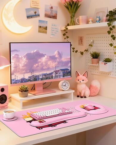 HAOCOO Mouse Pad with Wrist Rest, Dumpster Fire Funny Office Desk Accessories, XXL Desk Mat Set Office Decor, Keyboard Wrist Rest, Ergonomic Mouse Pad(Black) in Kuwait