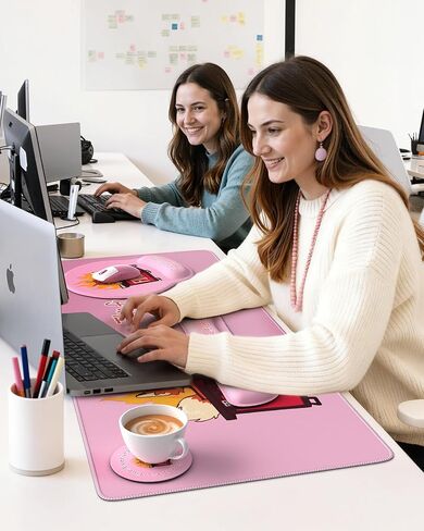 HAOCOO Mouse Pad with Wrist Rest, Dumpster Fire Funny Office Desk Accessories, XXL Desk Mat Set Office Decor, Keyboard Wrist Rest, Ergonomic Mouse Pad(Black) in Kuwait