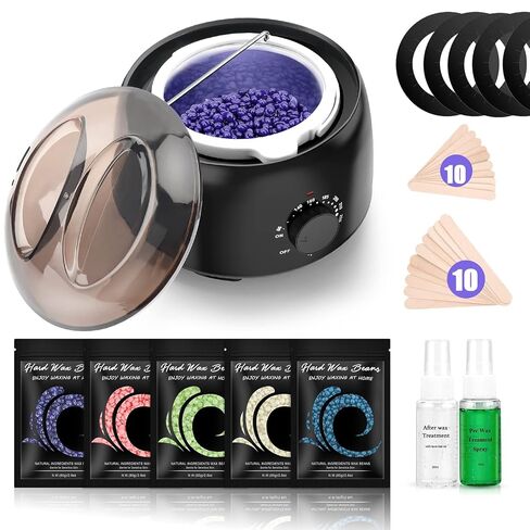 Waxing Kit - TIKESI Wax Warmer for Hair Removal, Hard Wax Kit with 14.1oz 5 Bags Hard Wax Beans for Full Body, Legs, Face, Eyebrows, Bikini, Brazilian Waxing Kit for Women Men in Saudi Arabia
