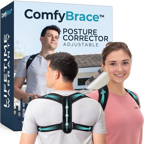 ComfyBrace Posture Corrector-Back Brace for Men and Women- Fully Adjustable Straightener for Mid, Upper Spine Support- Neck, Shoulder, Clavicle and Back Pain Relief-Breathable in Saudi Arabia