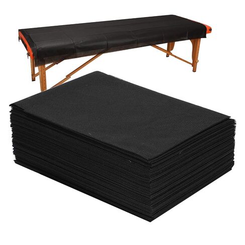 20 PCS Thick Massage Table Sheets Sets Disposable SPA Bed Sheets Non Woven Fabric Lash Bed Cover 31" X 70" Black in Saudi Arabia