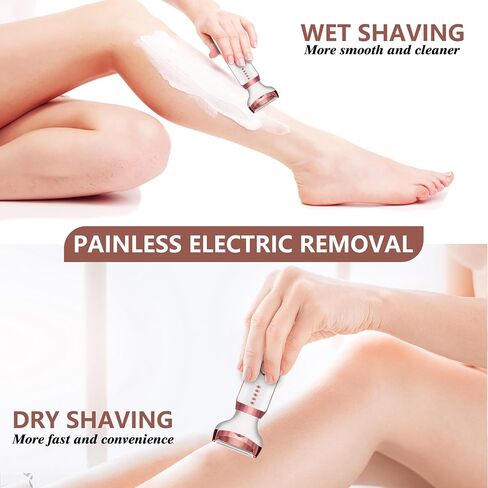 Electric Razor for Women Bikini Trimmer, MKIOVH Women's Shaver Cordless Portable 4 in 1 Painless Shaver, ​for face Legs Brows Nose Brows Nose Detachable Head USB Rechargeable Hair Trimmer in Kuwait