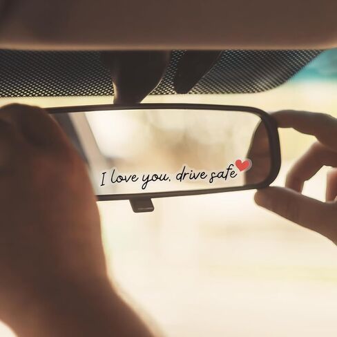3pcs I Love You Drive Safe Mirror Sticker, Car Rearview Mirror Decal Safe Driving Stickers Funny Auto Vinyl Window Rear View Decals for Men Women (Black) in Saudi Arabia