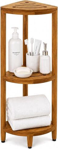 AquaTeak The Original Kai Corner Teak Bath Shelf in Saudi Arabia