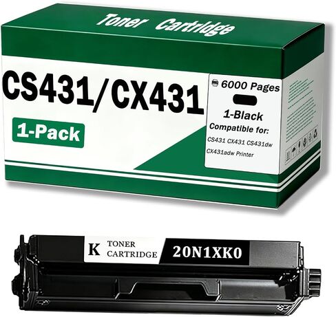 خرطوشة حبر CS431 CX431 عالية الإنتاجية 20N1XK0 متوافقة مع Lexmark CS431dw، CX431adw (6000 صفحة) (1 أسود) in Kuwait