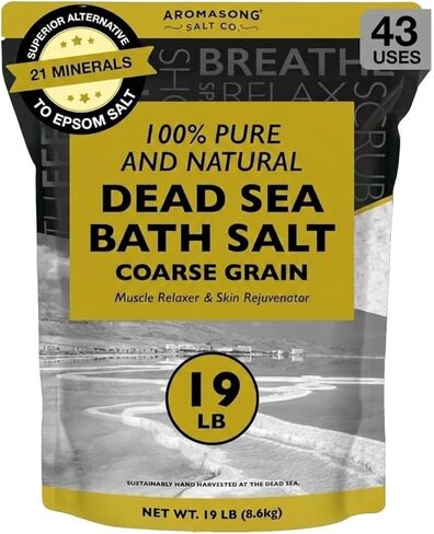 Aromasong Dead Sea Salt for Soaking - Coarse Grain Bath Salt Soak - 19 Lbs Bulk Resealable Pack - Leaves Your Skin Softer Then Epsom Salt in Saudi Arabia