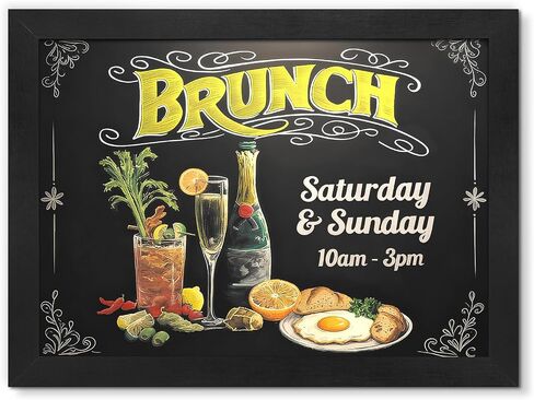 4 THOUGHT Solid Pine Wood Framed Magnetic Chalkboard for Wall, 24"x18" Heavy Duty Rustic Blackboard Sign for Kitchen, Office, Home & Cafe - Indoor/Outdoor Use, Brown in Saudi Arabia