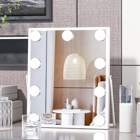 CASSILANDO Vanity Makeup Mirror with Lights,Hollywood Makeup Mirror, Large Vanity Lighted Mirror with 14 LED Bulbs,3 Color Lighting Modes in Kuwait