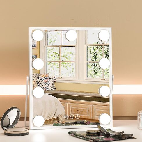 CASSILANDO Vanity Makeup Mirror with Lights,Hollywood Makeup Mirror, Large Vanity Lighted Mirror with 14 LED Bulbs,3 Color Lighting Modes in Kuwait