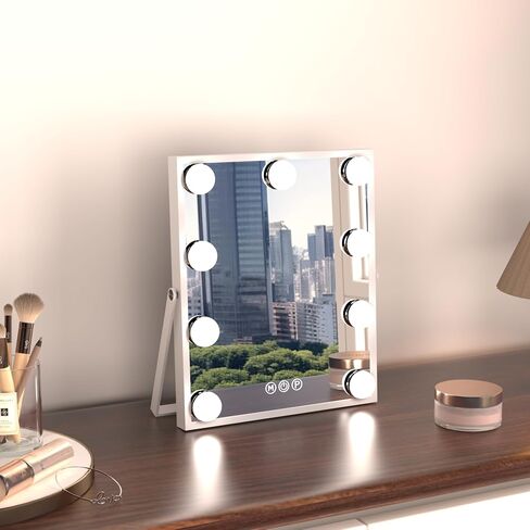 CASSILANDO Vanity Makeup Mirror with Lights,Hollywood Makeup Mirror, Large Vanity Lighted Mirror with 14 LED Bulbs,3 Color Lighting Modes in Kuwait