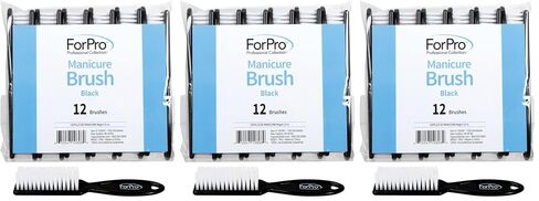 ForPro Professional Collection Premium Nail Brush, Professional Nail Scrub Brush for Cleaning Toes and Fingernails, 5.5" L, Black, 12-Count in Saudi Arabia