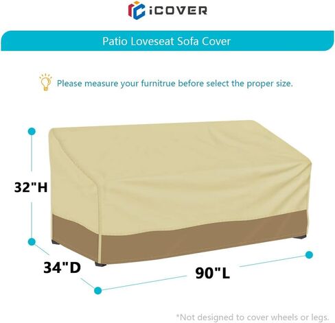 iCOVER Patio Sofa Cover, Waterproof 2-Seater Deep Lounge Loveseat Cover, Lightweight Easy On/Off, Buckles Drawstring Design,60"x34"x30" (LxDxH) in Saudi Arabia