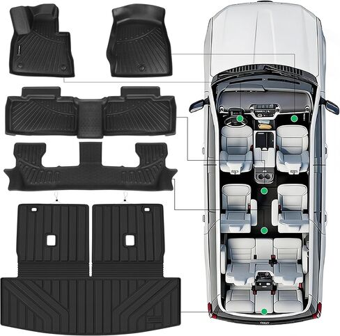 Floor Mats for 2020-2025 Ford Explorer (7 Seats),All Weather TPE Floor Mats & Backrest mats & Trunk mat for Ford Explorer Accessories,Full Set mats in Saudi Arabia