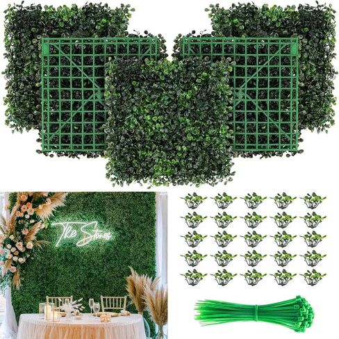 KASZOO Grass Wall 12 Pack 10"x10" Artificial Boxwood Hedge Wall Panels, Privacy Hedge Screen Faux Boxwood for Outdoor,Indoor,Garden,Fence,Backyard,Greenery Walls in Saudi Arabia
