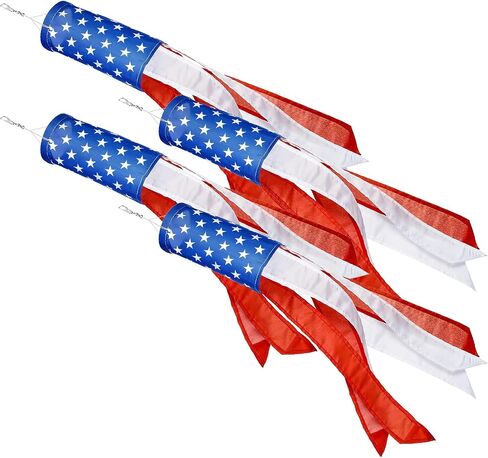 Boao 2 قطعة 24 بوصة العلم الأمريكي Windsock الولايات المتحدة النجوم والمشارب شنقا الديكور Windsock مادة مقاومة للماء ل4th من يوليو اليوم الوطني الشنق في الهواء الطلق in Kuwait