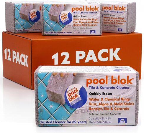 Pool Blok PB-12 by US Pumice, Pumice Stone for Cleaning of Pools, Tiles, Will Remove Lime, Rust, Stains from Pool Tiles Grout, 5.75x2.87x2.87 (1) in Saudi Arabia