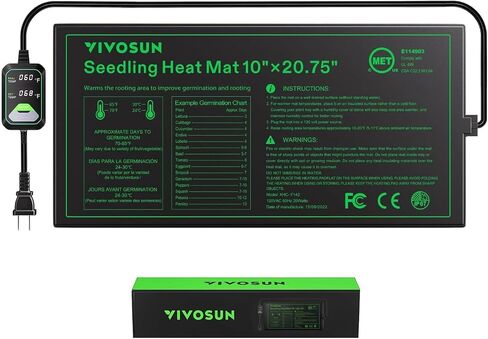 VIVOSUN Seedling Heat Mat with Self-Adjusting Dual Digital Display Temperature Controller, 10"x20.75" Waterproof Plant Heating Pad for Germination, Hydroponics, Brewing, Breeding, and Greenhouses in Saudi Arabia