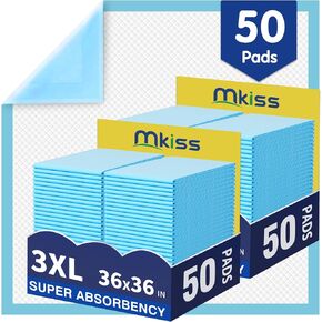 MKISS Bed Pads Disposable 36" x 36" (100 Counts), Large Incontinence Underpads Leakproof Quick Drying Max Absorbent Disposable Pee Pads for Adults, Baby, Puppy, Children, Elderly in Kuwait