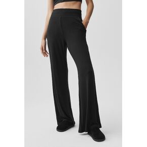 Alo Yoga Semi-Sheer Delicate Lounge Flare Pant (Long) - Black in Kuwait