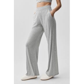Alo Yoga Semi-Sheer Delicate Lounge Flare Pant (Long) - Athletic Heather Grey in Kuwait