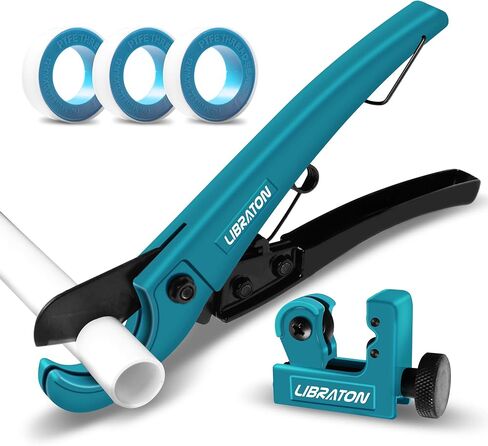 Libraton Pex Cutter 1-1/4", Pex Pipe Cutter, PEX Tube Cutter 1/8" to 7/8", PEX Pipe Cutting Tools for PEX, PVC (Thin), PPR Plastic, Extra PTFE Seal Tapes 400" in Saudi Arabia