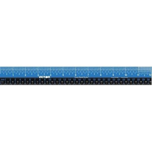 Victor EZ12PBL Plastic Dual Color 12 Inch Easy Read Ruler with Inches, Centimeters and Millimeters Measurements, Blue/Black in Saudi Arabia