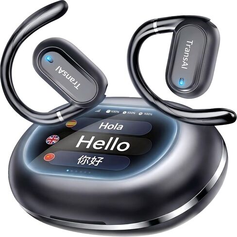 GO1 Translation Earbuds Real-time, Phone Call Translator Earbuds with Adjustable Ear Hook Open-Ear 3-in-1 AI Interpreter Ear Bud Supports Business Travel Learning Including Subscription in Saudi Arabia