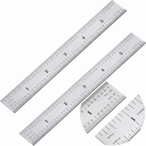 eBoot 2 Pack Stainless Steel Ruler Machinist Engineer Ruler, Rigid Metal Ruler with Inch Graduations 1/8, 1/16, 1/32, 1/64 Inch for Engineering, School, Office, Architect, and Drawing, 6 Inch in Saudi Arabia