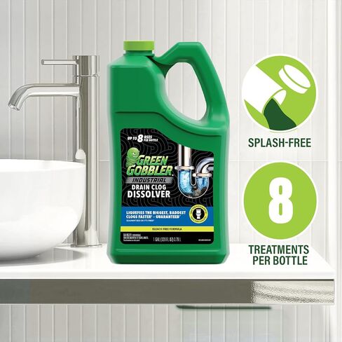 Green Gobbler Industrial Strength Grease and Hair Drain Clog Remover | Drain Cleaner Gel | Safe for Pipes, Toilets, Sinks, Tubs, Drains & Septic Systems | 1 Gallon in Saudi Arabia