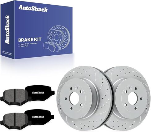 AutoShack 13.58" (345 mm) Rear Vented Brake Rotors + Ceramic Brake Pads Replacement for 2015-2019 Ford Explorer 2013-2019 Ford Taurus 2013-2016 Lincoln MKS 2015-2016 Lincoln MKT 6-PC Brake Kit in Kuwait