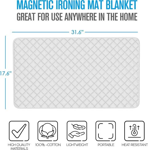 Houseables Ironing Blanket, Magnetic Mat Laundry Pad, 18.25"x32.5", Gray, Quilted, Washer Dryer Heat Resistant Pad, Iron Board Alternative Cover in Saudi Arabia
