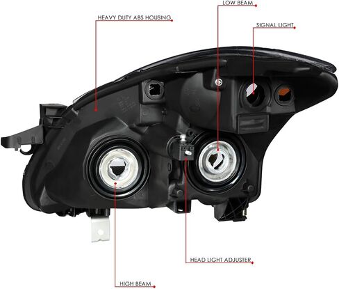 استبدال المصابيح الأمامية لتجميع المصابيح الأمامية من Auto Dynasty متوافق مع Altima Sedan 2010 2011 2012، جانب السائق والراكب، غطاء أسود زاوية كهرمانية in Kuwait