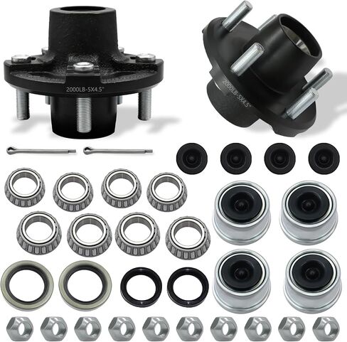 2 Sets 3500lbTrailer Hub Kits for 5 Bolt 4.5" Trailer Hub Fits 1-1/16 to 1-3/8" Tapered Spindle, 5×4.5 Boat Trailer Hubs (Not Fit Straight Spindle) with Dust Cap and Rubber Plug in Saudi Arabia