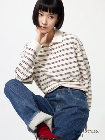 Uniqlo Striped Polo Shirt | Long Sleeve in Kuwait