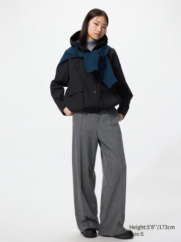 Uniqlo Brushed Jersey Wide Pants | Herringbone | Tall in Kuwait