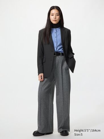 Uniqlo Brushed Jersey Wide Pants | Herringbone in Kuwait