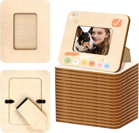 20 حزمة من إطارات الصور الخشبية الصغيرة للحرف اليدوية، 2 بوصة × 3 بوصة صور DIY إطار صورة خشبي صغير غير مكتمل إطارات صور واقفة لتزيين الخشب لحفلات الهالوين وعيد الحب in Kuwait