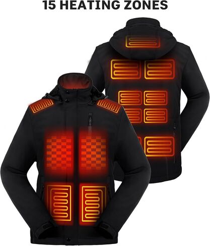 Heated Jacket for Men, Winter Heating Coat Men's Outdoor Coat with Detachable Hood in Saudi Arabia