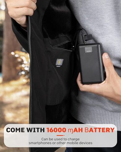 Heated Jacket for Men, Winter Heating Coat Men's Outdoor Coat with Detachable Hood in Saudi Arabia