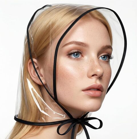 2Pcs Rain Bonnet with Visor for Women, Transparent Reusable Waterproof Rain Bonnet for Protecting Hairstyle Makeup in Saudi Arabia