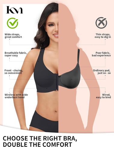 Wireless Post Surgery & Everyday Bra, Front Closure Support for Women, Compression & Comfort Design, Adjustable, Mastectomy Nude XL in Saudi Arabia