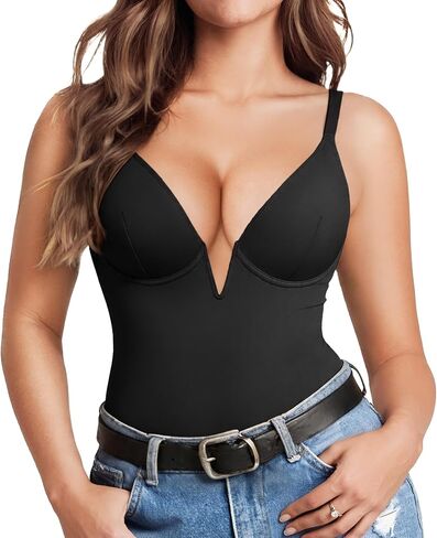 Popilush Shapewear Bodysuits for Women - Tummy Control Body Suits for Womens Deep V Corset Tops Thong Concert Outfits in Saudi Arabia