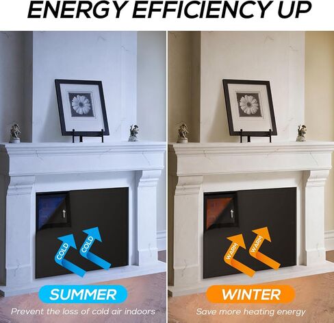 FLASLD Magnetic Fireplace Blanket for Heat Loss, Indoor Fireplace Covers Keep Drafts Out Stops Heat Loss, Fireplace Draft Stopper with Built-in Magnet for Iron Fireplace Frame (36" W x 30" H) in Saudi Arabia
