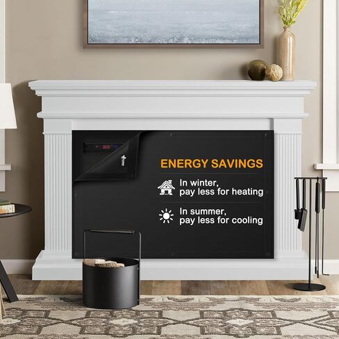 FLASLD Magnetic Fireplace Blanket for Heat Loss, Indoor Fireplace Covers Keep Drafts Out Stops Heat Loss, Fireplace Draft Stopper with Built-in Magnet for Iron Fireplace Frame (36" W x 30" H) in Saudi Arabia