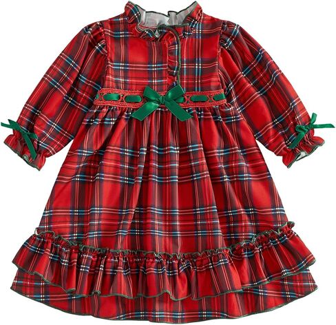 Multitrust Toddler Girls Christmas Nightgowns Pajamas Dress with Red Ribbon Bow Ruffle Long Princess Nightdress Pjs Dresses in Saudi Arabia
