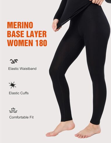 Merino Wool Base Layer Pants Women, 100% Merino Wool Leggings Women, Lite Active Thermal Underwear Bottom in Saudi Arabia