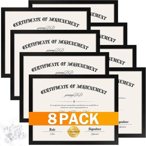 YixangDD 8 Pack Certificate Frames 8.5 x 11, College Diploma Frame with Clear Plexiglass, Black Degree Document Frame for Wall and Tabletop Display in Saudi Arabia