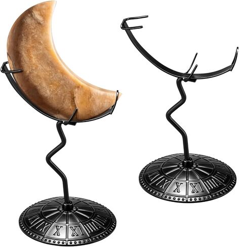 2 Pcs Moon Crystal Holder Rock Display Stand Moon Shaped Crystal Display Gemstones Holder Metal Rock Stands with Base for Gemstones Mini Balls Geodes Mineral Agate Home Office Decor (Black) in Saudi Arabia