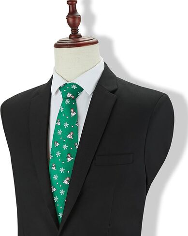 PenSee Christmas Necktie for Men Classic Red & Green Xmas Patterns, Elegant Snowflake & Reindeer Design in Saudi Arabia